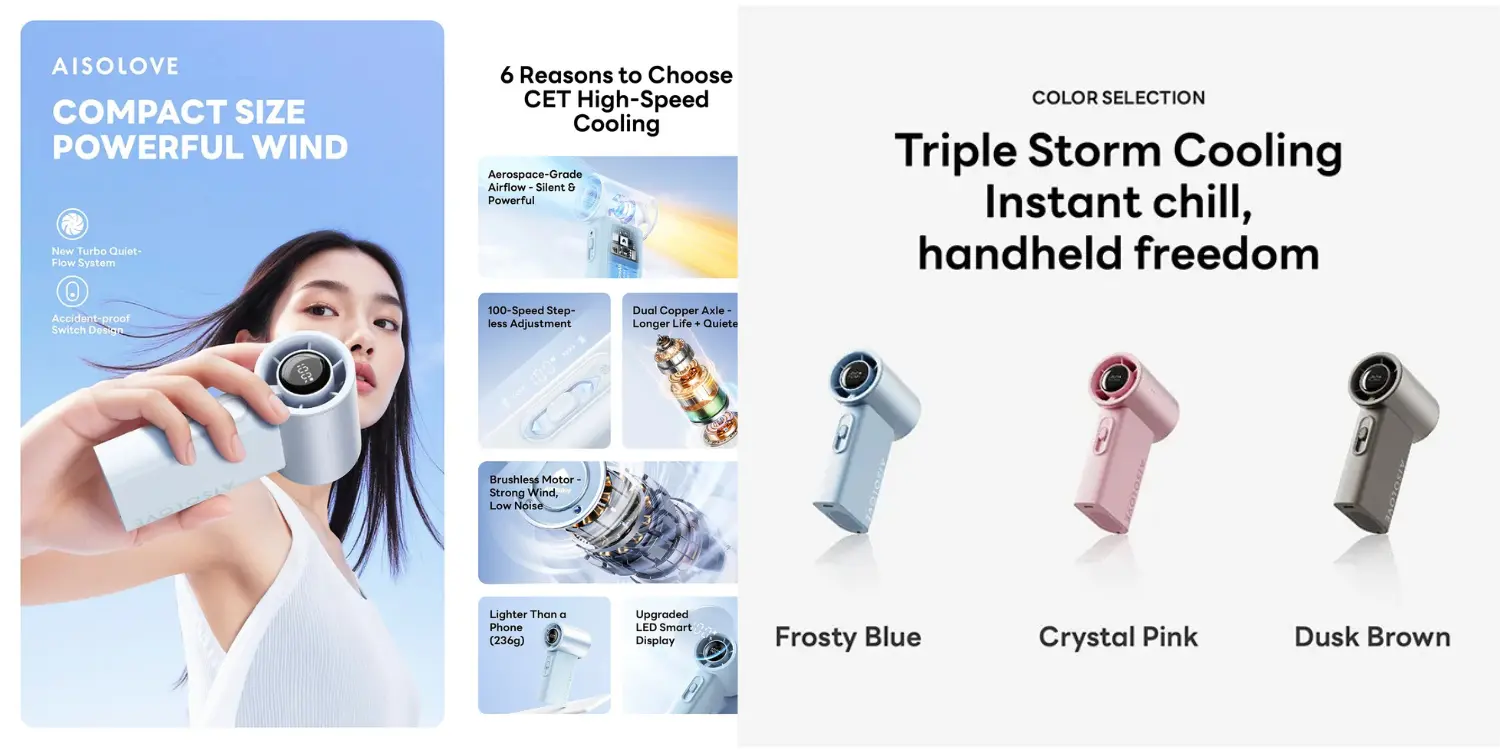 AISOLOVE F20 Turbo Handheld Fan