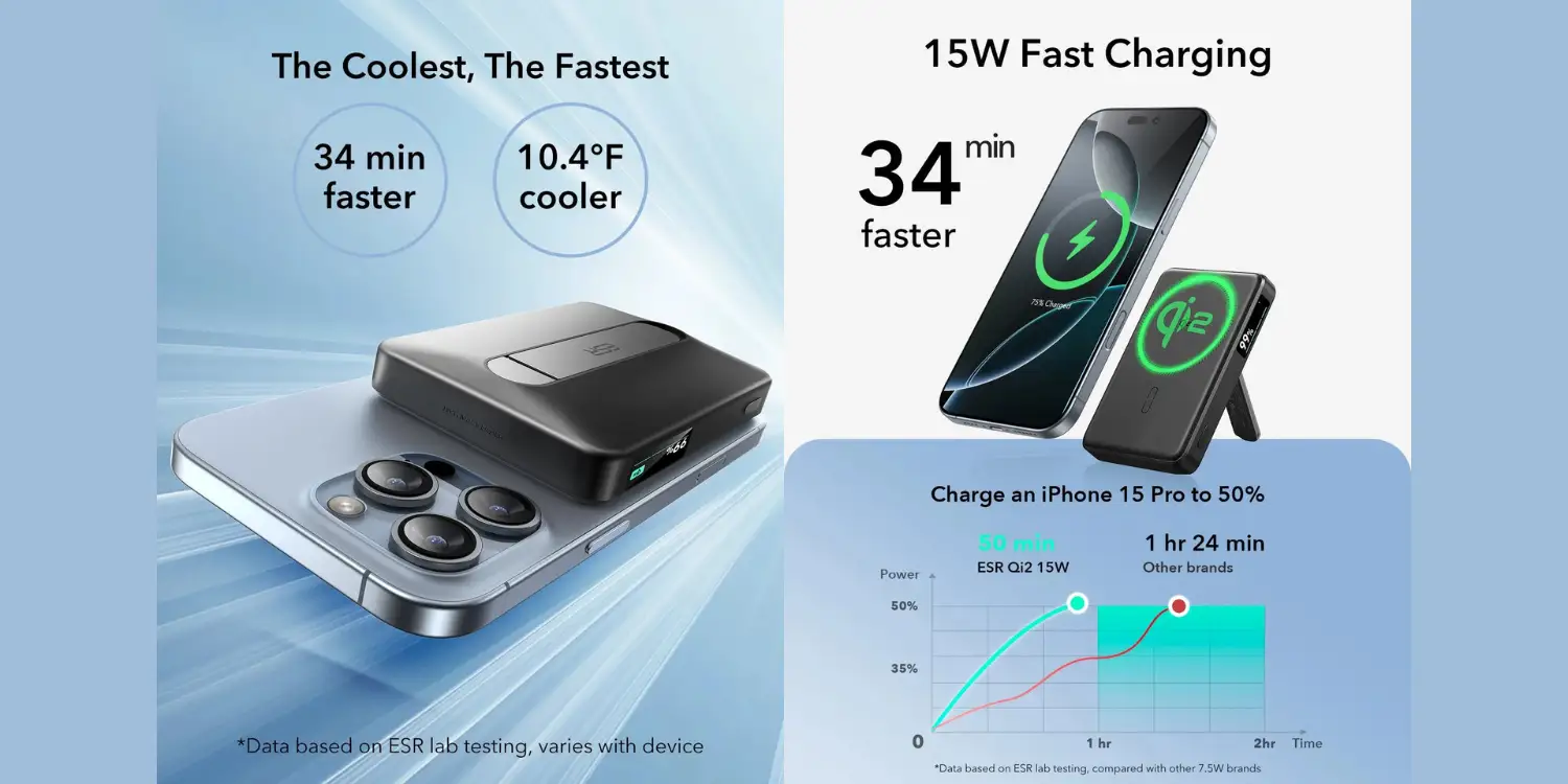 ESR Qi2 MagSlim Kickstand Power Bank (10000 mAh)