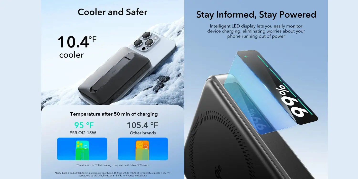 ESR Qi2 MagSlim Kickstand Power Bank (10000 mAh)