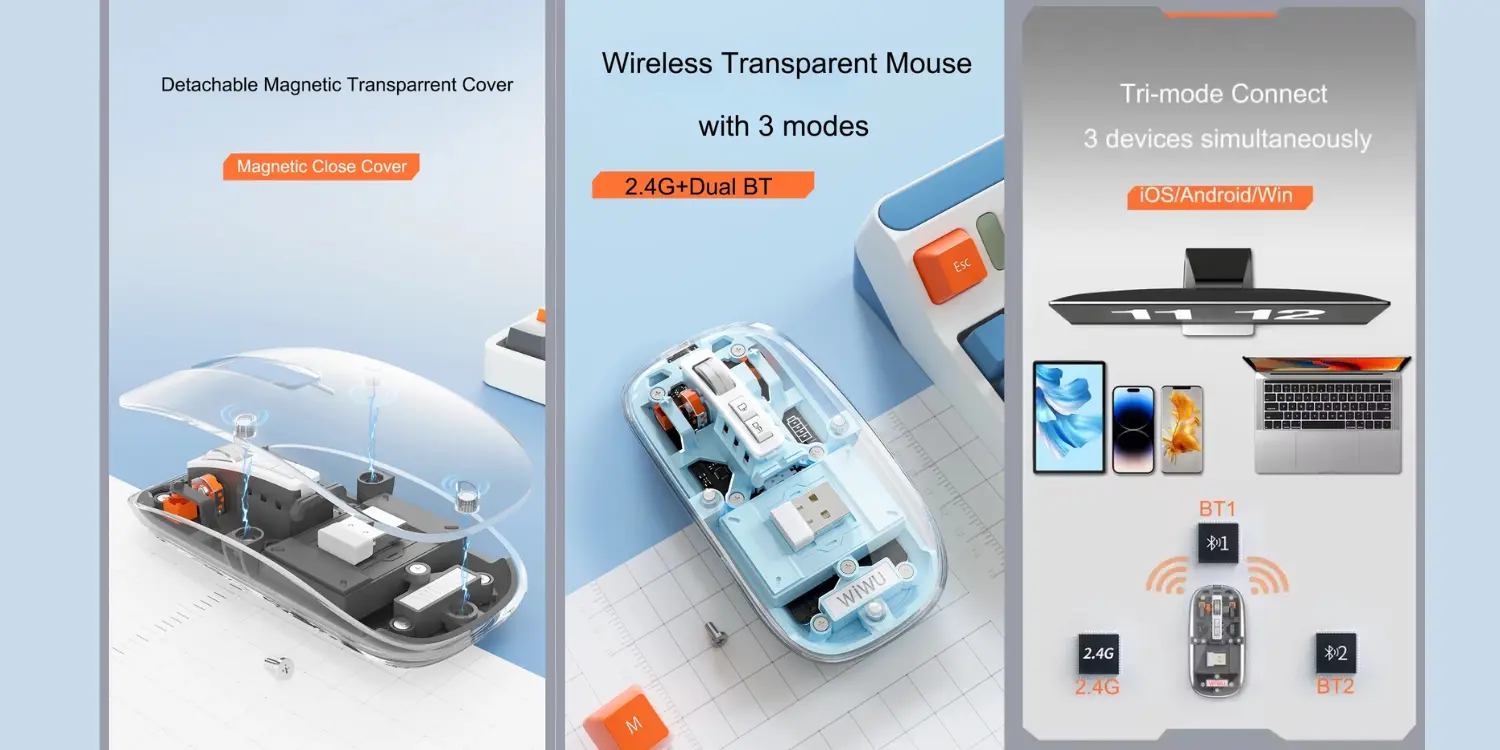 WiWU Crystal Transparent 2.4G Wireless Mouse WM105