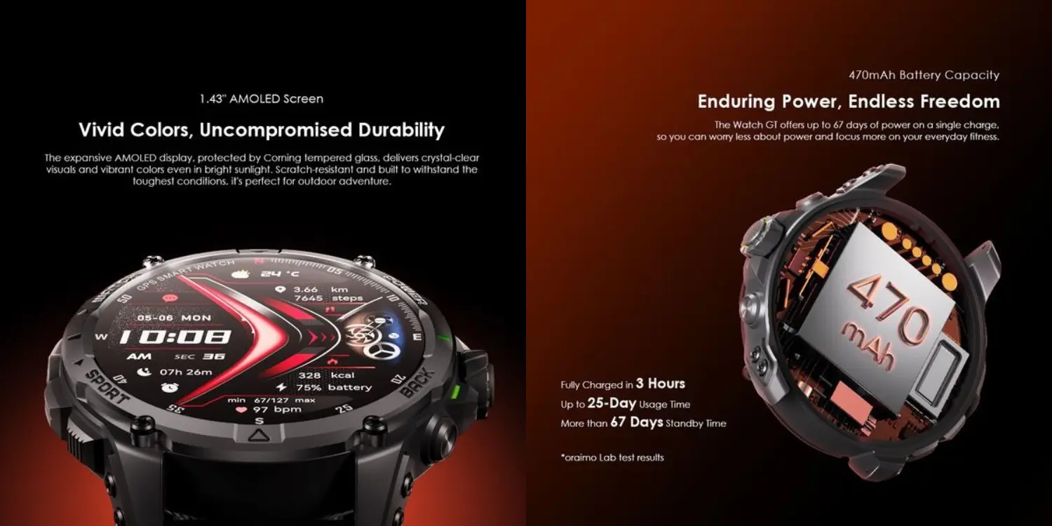 oraimo Watch GT 3ATM GPS Smart Watch